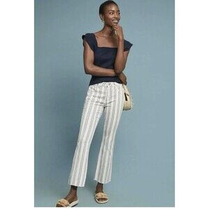 Anthropologie Pilcro 29 High Rise Boot Cut Stripe Raw Hem Pants